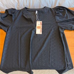 Elegant Black Eyelet Blouse